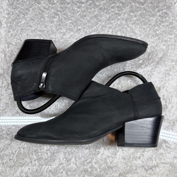 Franco Sarto Ankle Boots Womens 8 Leather Block Heel V Quiet Luxury Whimsigoth - Picture 5 of 13